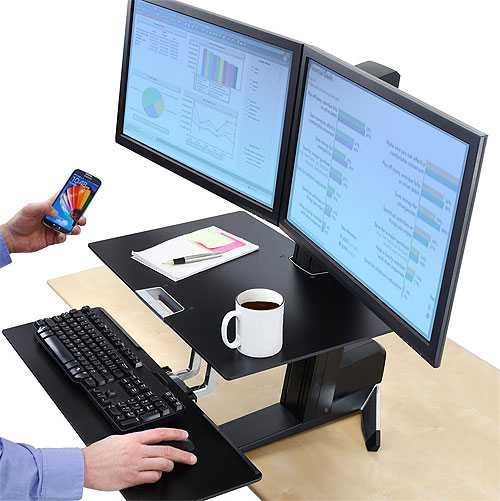 Ergotron WorkFit-S Dual Sit-Stand Workstation with Worksurface 33-349-200