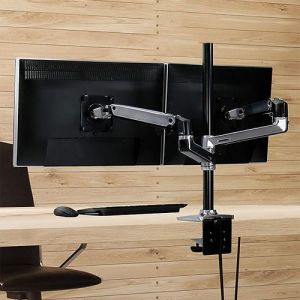 Ergotron LX Dual Stacking Arm Tall Pole Polished Aluminum 45-549-026